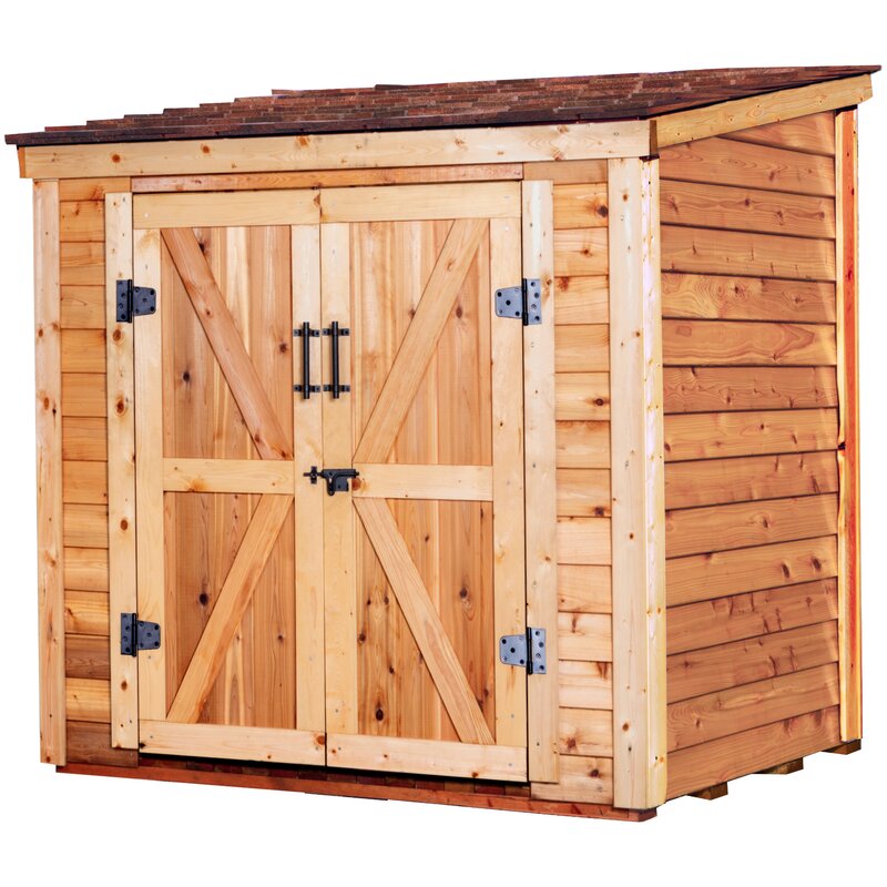 lean-to shed with lockable doors